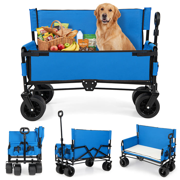 Collapsible Folding Beach Cart with Soft Cushions and Wheels-