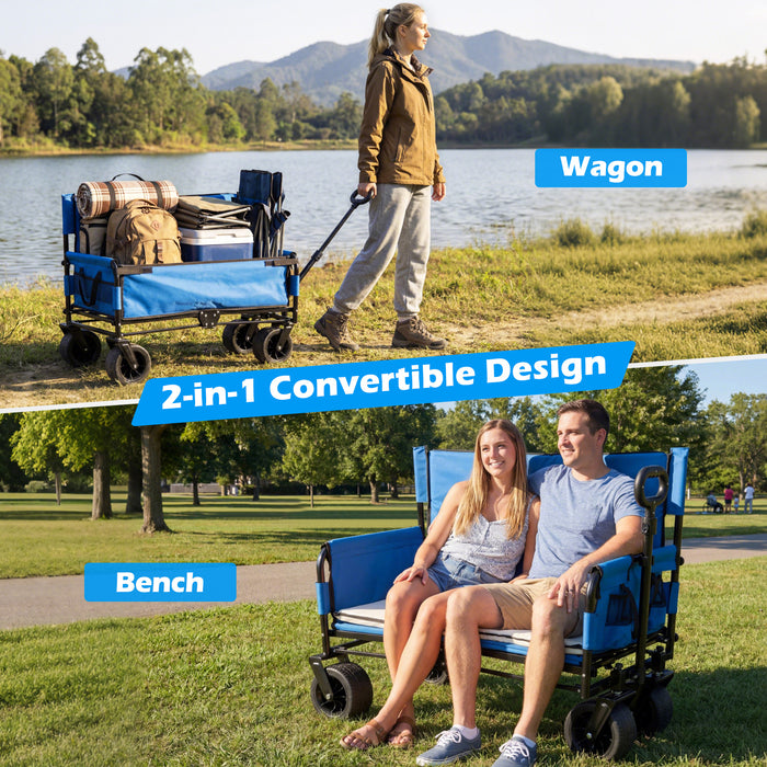 Collapsible Folding Beach Cart with Soft Cushions and Wheels-