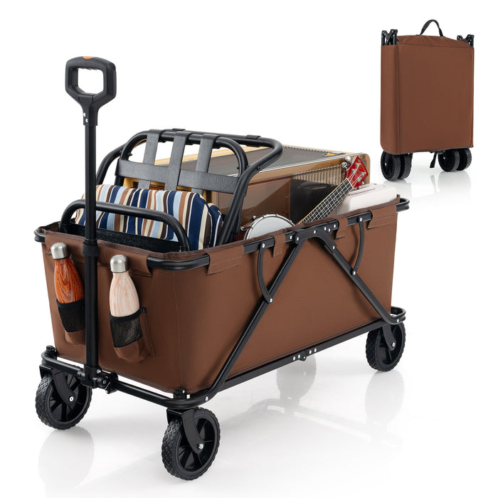Collapsible Foldable Wagon Cart with Adjustable Handlebar-
