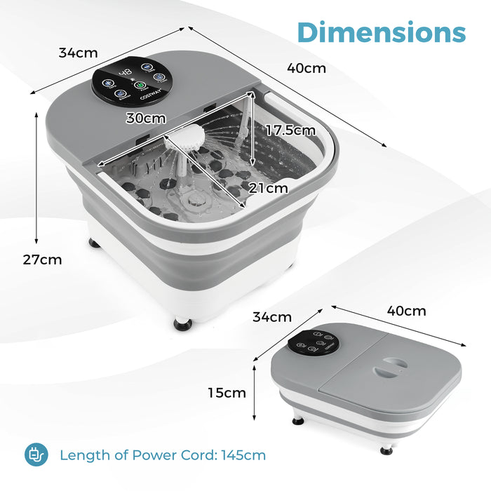 Collapsible Foot Spa Massager Bath Tub with Heat Shower and Timer-