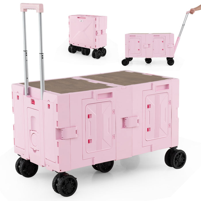 Collapsible Wagon Cart Foldable Utility Cart with Telescoping Handle-
