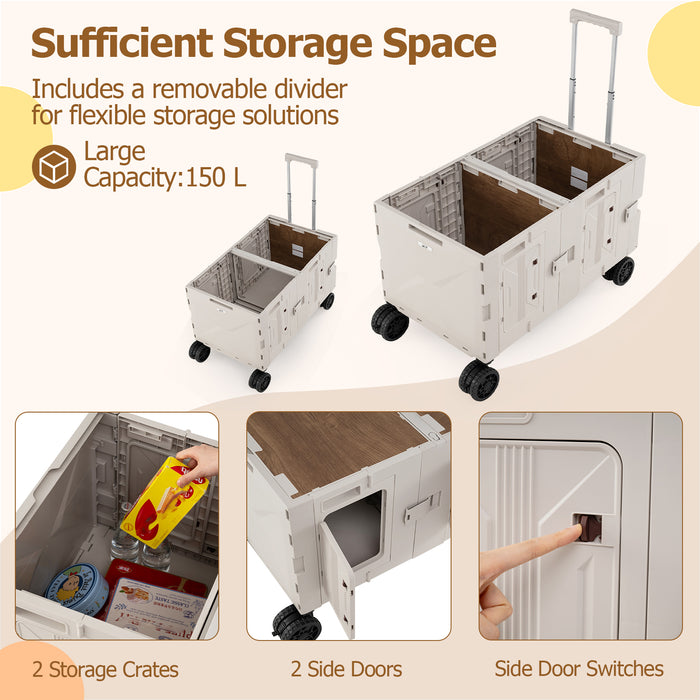 Collapsible Wagon Cart Foldable Utility Cart with Telescoping Handle-