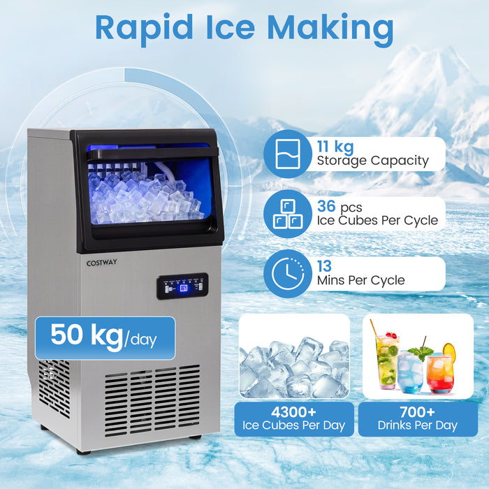 Commercial Ice Maker 50kg/24H with 11kg Storage and Filter Self-
