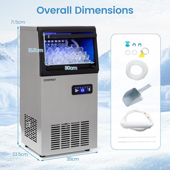 Commercial Ice Maker 50kg/24H with 11kg Storage and Filter Self-