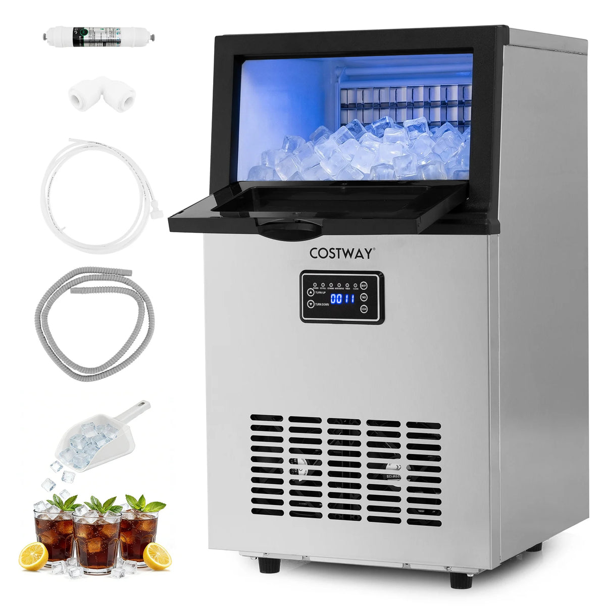 23 kg/24H Commercial Ice Maker with 5 kg Storage Capacity and Self-Cleaning-
