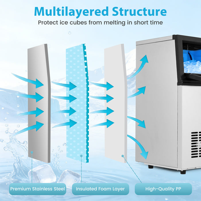 23 kg/24H Commercial Ice Maker with 5 kg Storage Capacity and Self-Cleaning-
