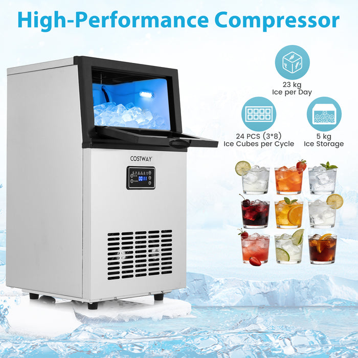 23 kg/24H Commercial Ice Maker with 5 kg Storage Capacity and Self-Cleaning-