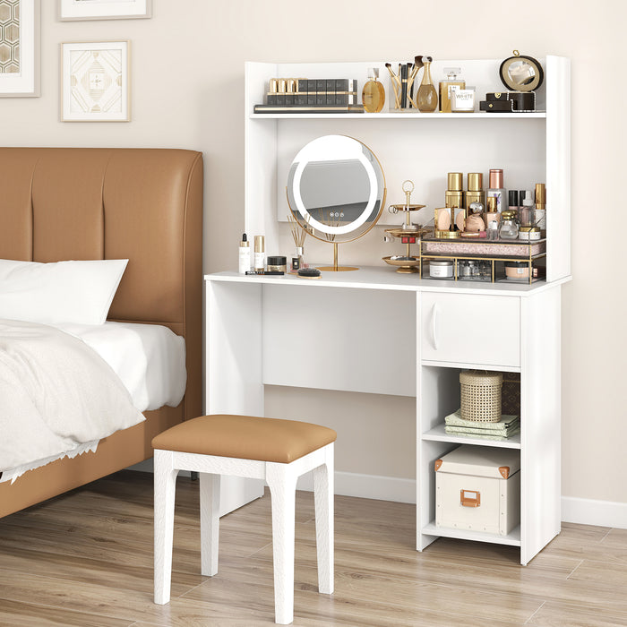 Computer Desk with Hutch and 2 Open Shelves for Home Office-