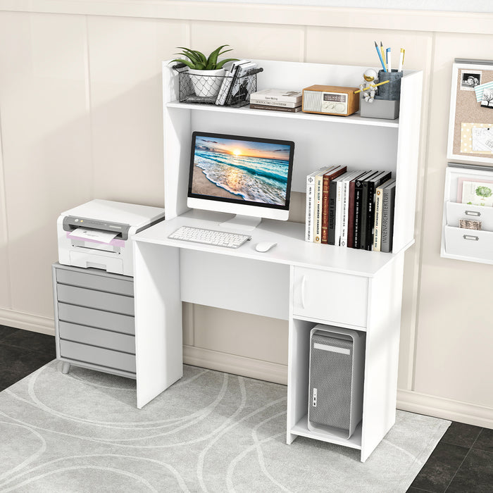 Computer Desk with Hutch and 2 Open Shelves for Home Office-