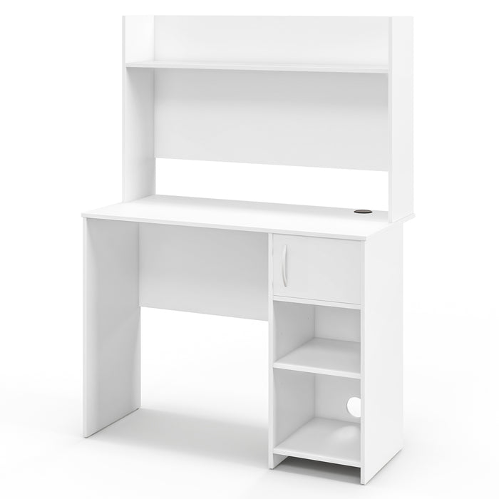 Computer Desk with Hutch and 2 Open Shelves for Home Office-