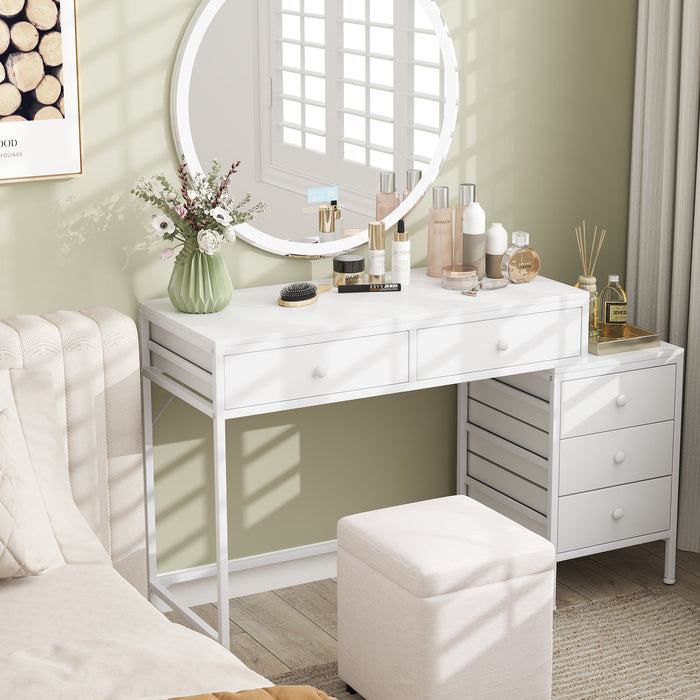 Computer Desk with 5 Drawers and Side File Cabinet-