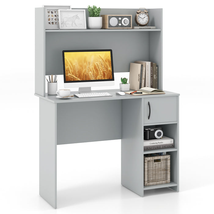 Computer Desk with Hutch and 2 Open Shelves-