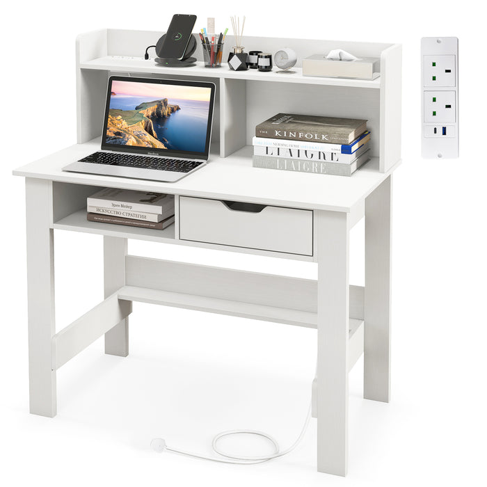 Computer Desk with Power Outlets and USB Port and Type-C-
