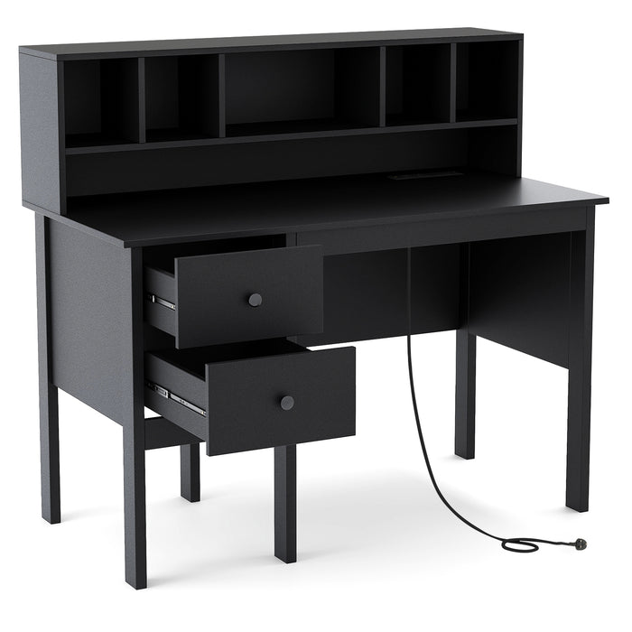 Computer Desk with Power Outlets and Hutch-