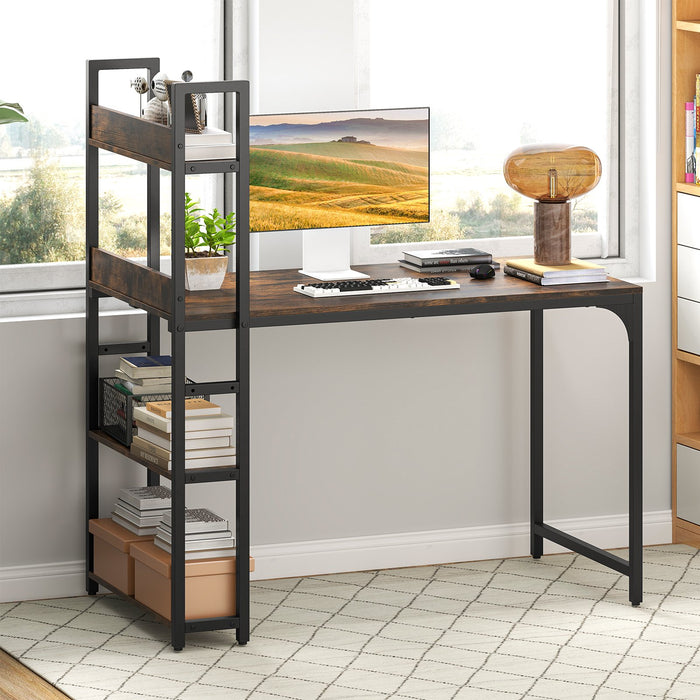 Computer Desk with Power Strip 120 CM Study Writing Desk with Bookshelf-