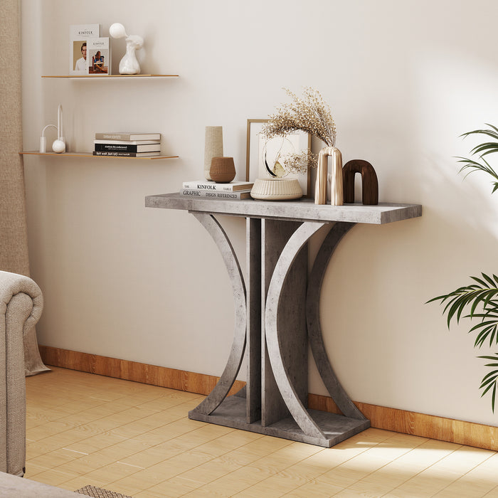 Console Table 100 cm Rectangular Entryway Table with Geometric Frame-Rustic Brown