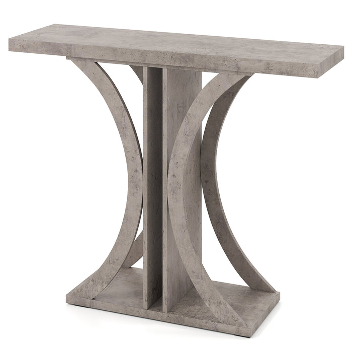 Console Table 100 cm Rectangular Entryway Table with Geometric Frame-Rustic Brown