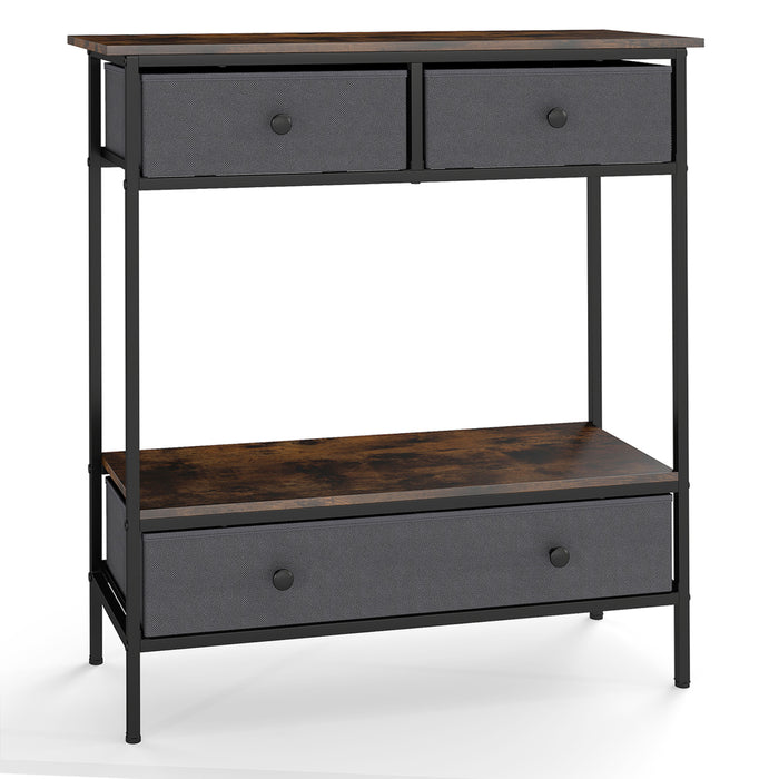 Console Table Industrial Entryway Table with 3 Fabric Drawers-