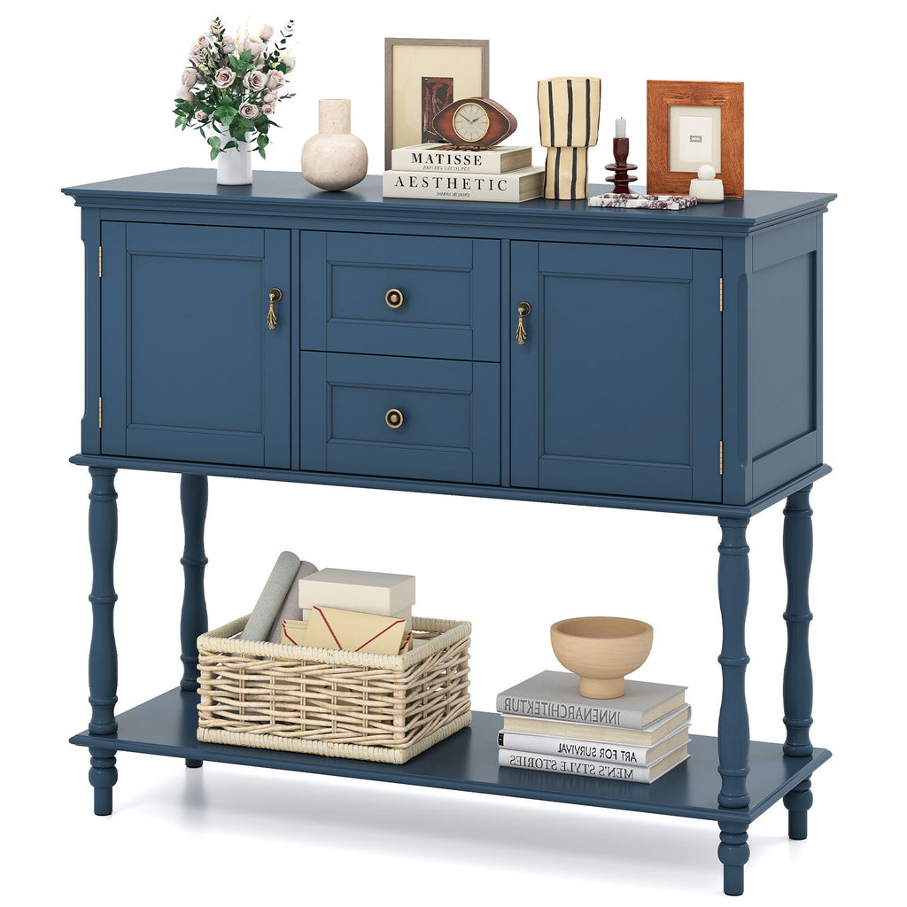 Console Table with 2 Drawers and 2 Door Cabinets for Entryway-