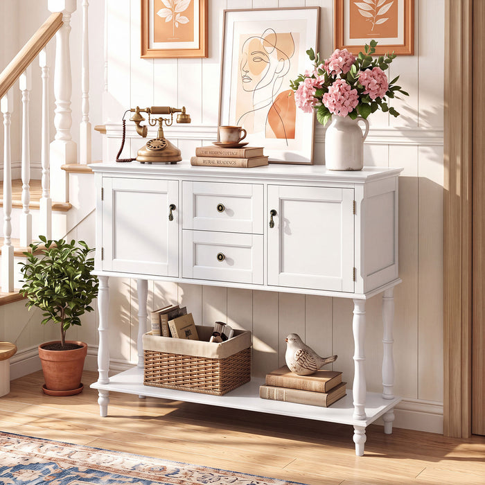 Console Table with 2 Drawers and 2 Door Cabinets for Entryway-
