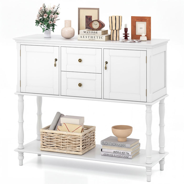 Console Table with 2 Drawers and 2 Door Cabinets for Entryway-