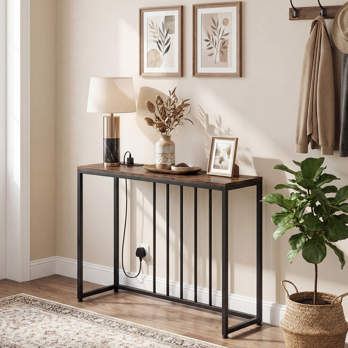 Console Table with Charging Station and Power Outlets for Hallway-