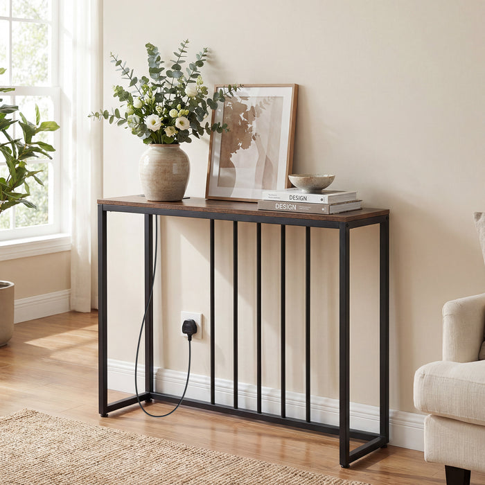 Console Table with Charging Station and Power Outlets for Hallway-