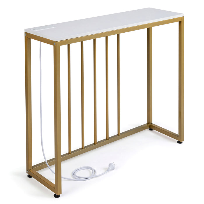 Console Table with Charging Station and Power Outlets for Hallway-