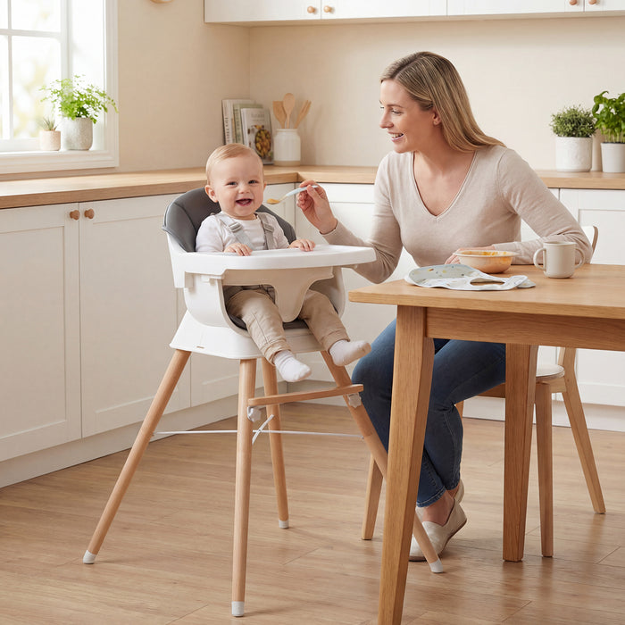 Convertible High Chair for Babies and Toddlers with Adjustable Tray-