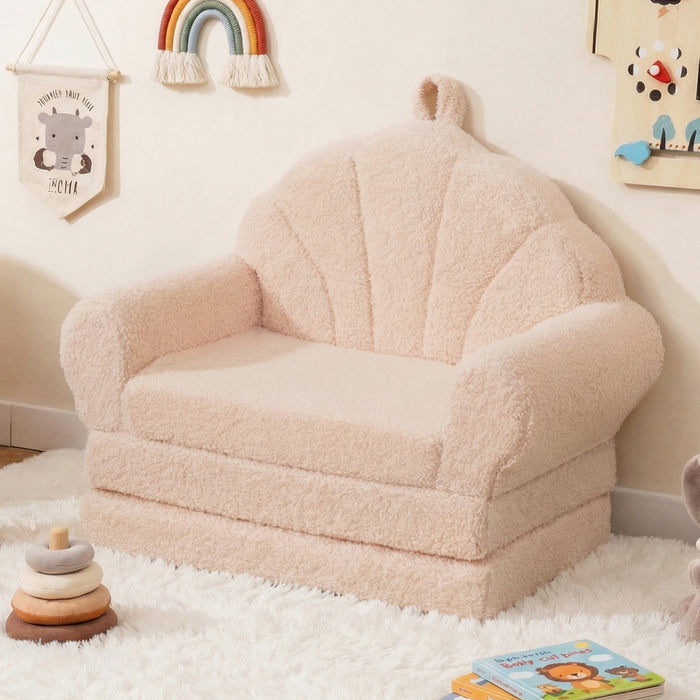 Convertible Kids Sofa 2-in-1 Fold out Toddler Couch Chair to Lounger Bed-
