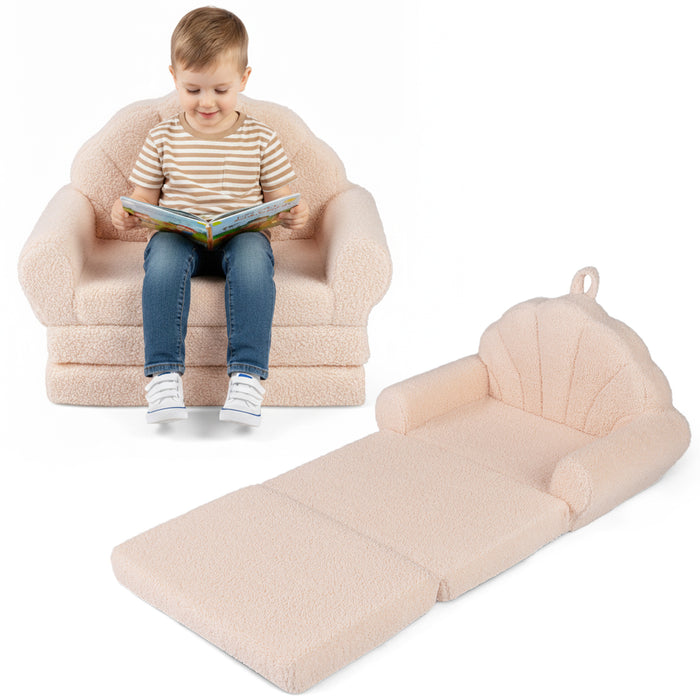 Convertible Kids Sofa 2-in-1 Fold out Toddler Couch Chair to Lounger Bed-