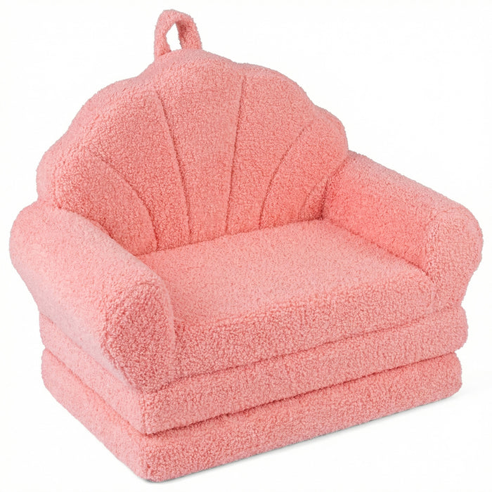 Convertible Kids Sofa 2-in-1 Fold out Toddler Couch Chair to Lounger Bed-
