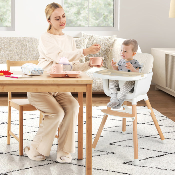 6-in-1 Convertible Baby High Chair with Adjustable Legs-