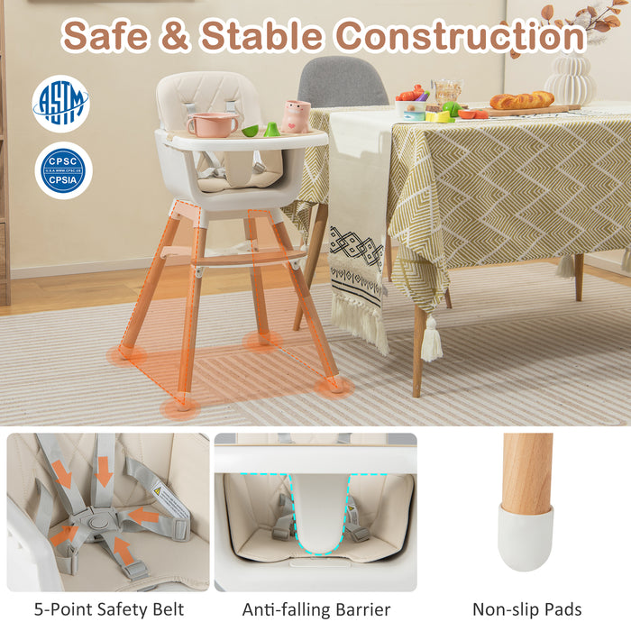 6-in-1 Convertible Baby High Chair with Adjustable Legs-