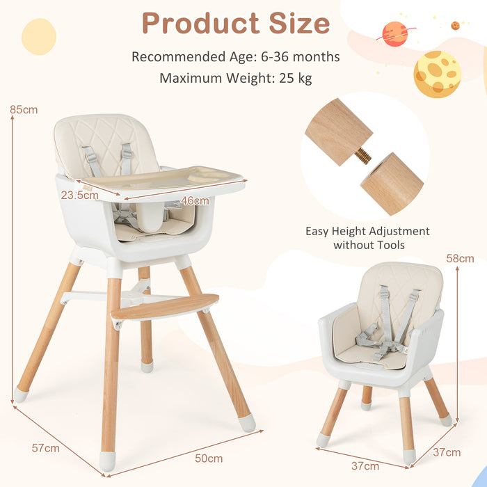 6-in-1 Convertible Baby High Chair with Adjustable Legs-