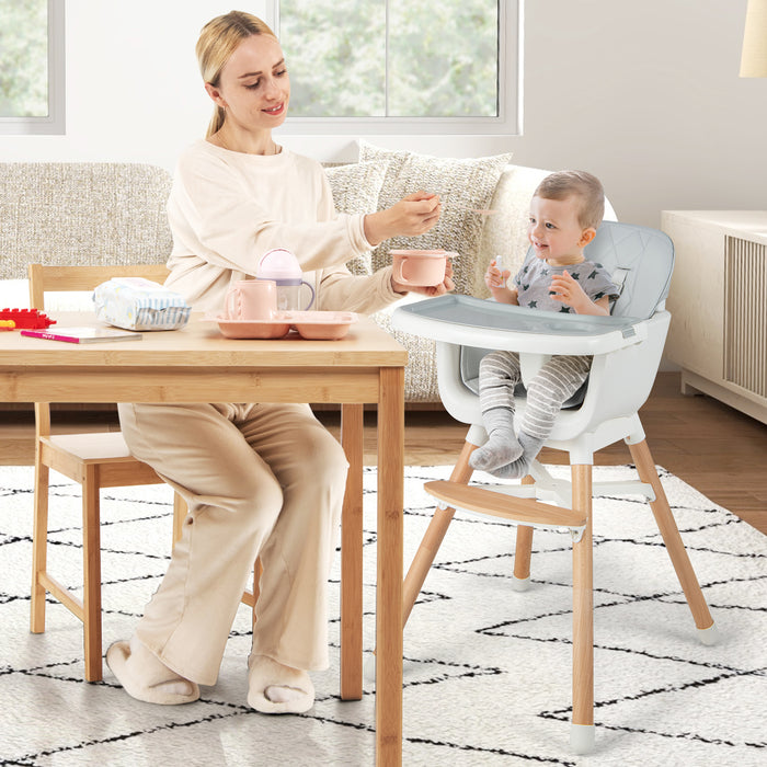 6-in-1 Convertible Baby High Chair with Adjustable Legs-