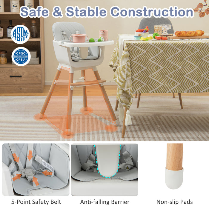 6-in-1 Convertible Baby High Chair with Adjustable Legs-