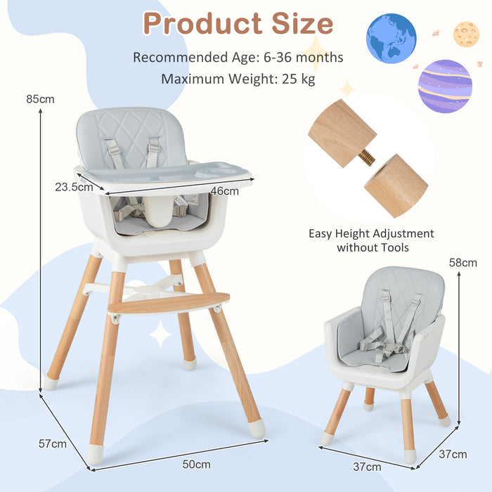 6-in-1 Convertible Baby High Chair with Adjustable Legs-
