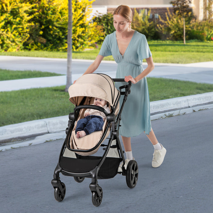 2-in-1 Convertible Baby Stroller with Reversible Seat and Adjustable Canopy-