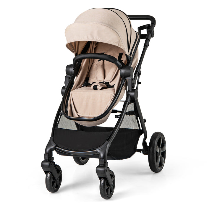 2-in-1 Convertible Baby Stroller with Reversible Seat and Adjustable Canopy-