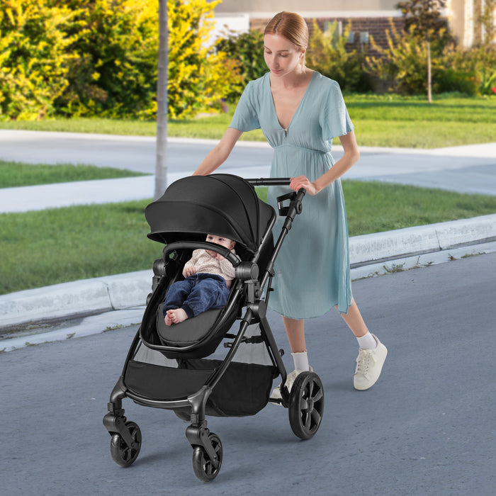 2-in-1 Convertible Baby Stroller with Reversible Seat and Adjustable Canopy-