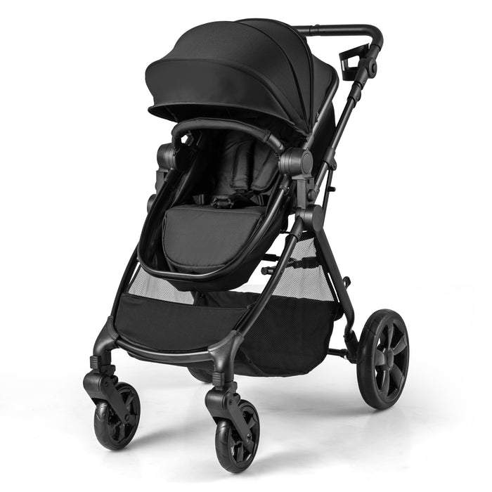 2-in-1 Convertible Baby Stroller with Reversible Seat and Adjustable Canopy-