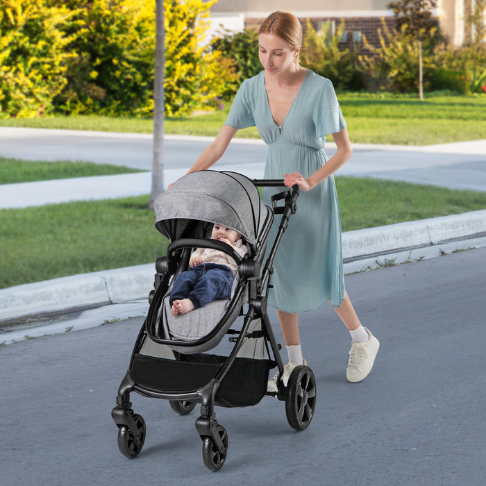 2-in-1 Convertible Baby Stroller with Reversible Seat and Adjustable Canopy-