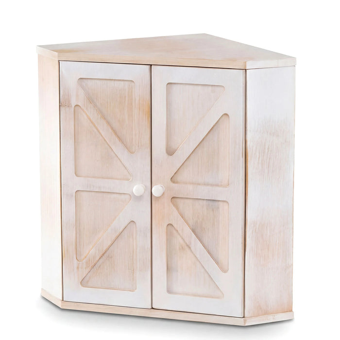Corner Bread Box for Kitchen Counter Bamboo Double Layer Breadbox Organizer-
