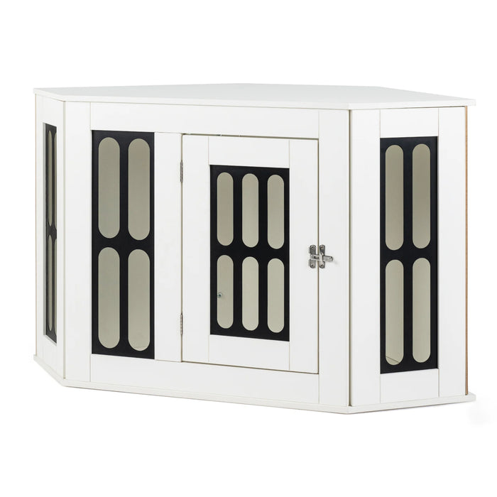 Corner Dog Crate Furniture Metal Side Table for Small Dogs-