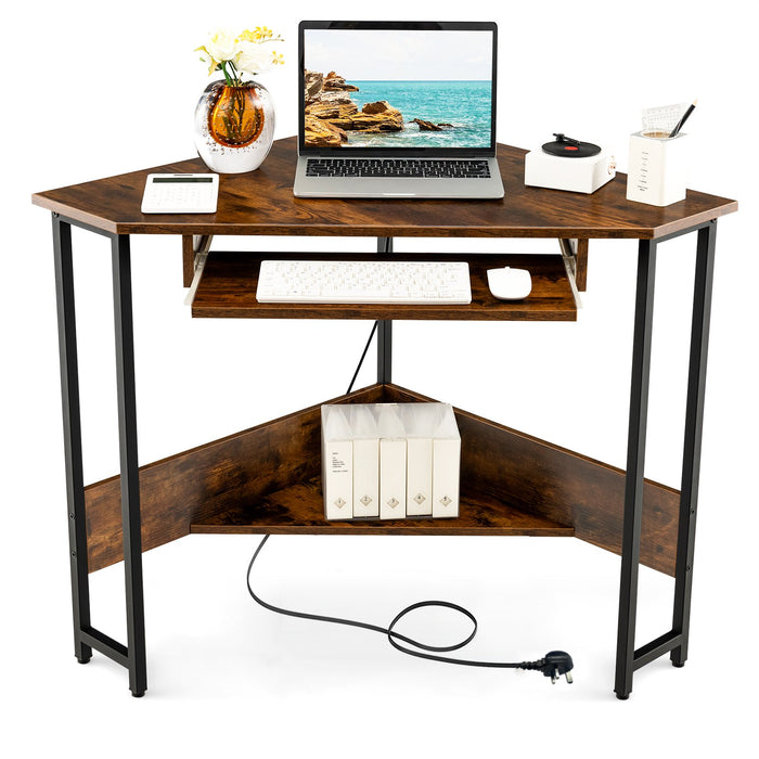 Corner Desk with Power Outlets Small Computer Desk-