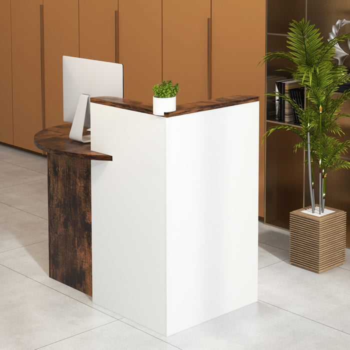 Front Reception Desk by Unknown Brand - Corner Front Counter with Lockable Drawer - Ideal for Office Receptionists and Front Desk Personnel