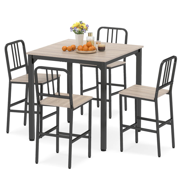 Counter Height Dining Table Set for 4 Kitchen Bar Table and Chairs Set with Faux Marble Surface-