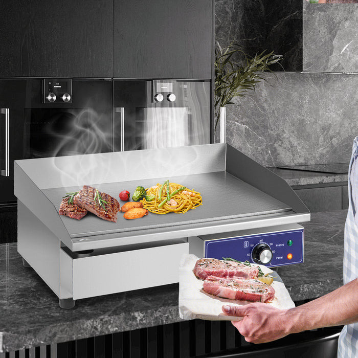Countertop Electric Griddle 2800W 240V Commercial Stainless Steel Grill with 50℃-300℃ Adjustable Temp Control-