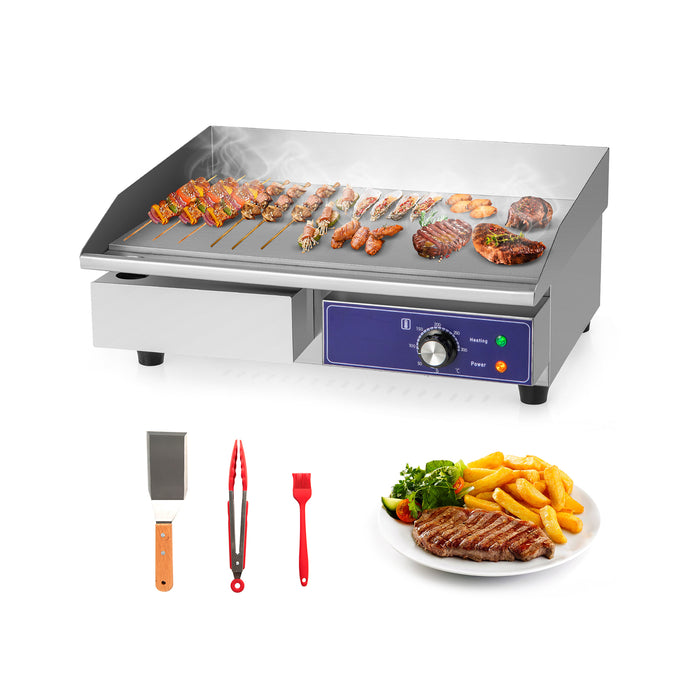 Countertop Electric Griddle 2800W 240V Commercial Stainless Steel Grill with 50℃-300℃ Adjustable Temp Control-